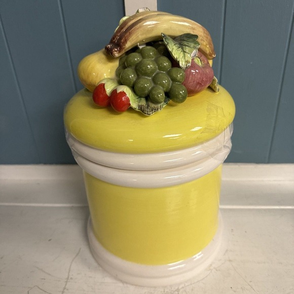 Vtg Seymour Mann Large 8” Ceramic Fruit Biscuit Jar Canister Pottery Japan - Picture 6 of 10